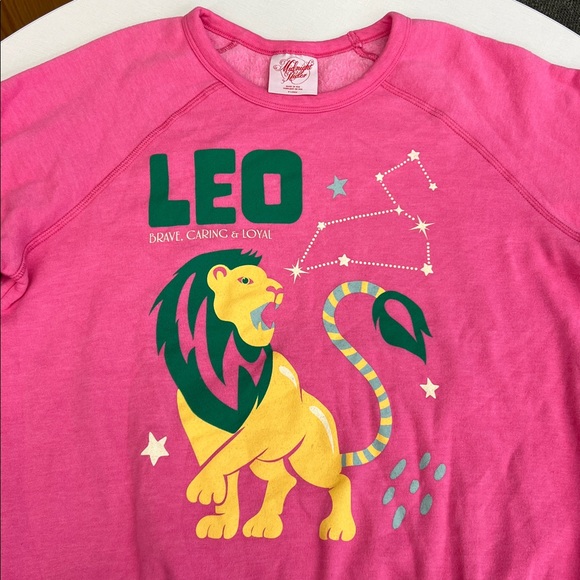 Anthropologie x Midnight Rider the carolita zodiac leo sign pink crewneck XL - Picture 3 of 12